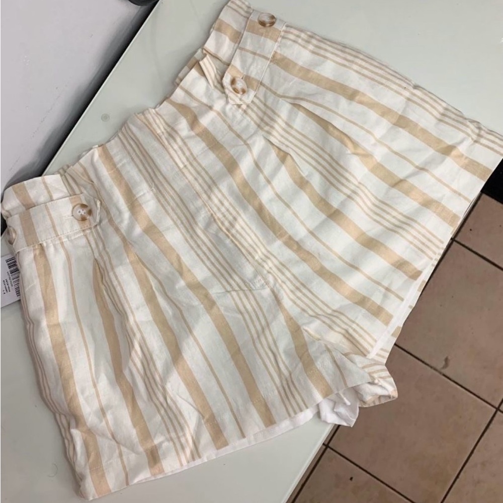 Striped Tan and White Women's Summer Shorts